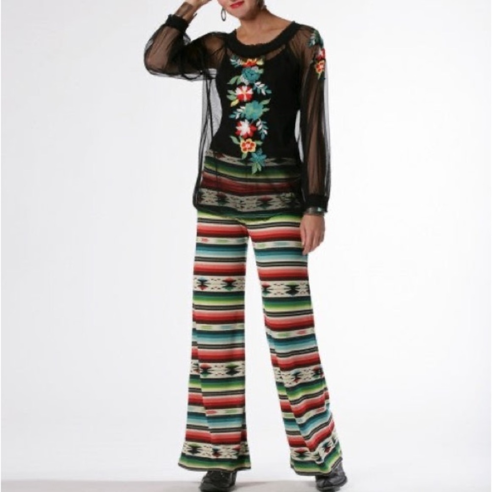 Double D Ranch Sausalito Serape Palazzo Flare Pants XSmall Colorful multicolor